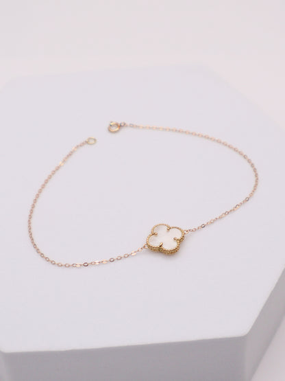 18k Gold White Clover Bracelet