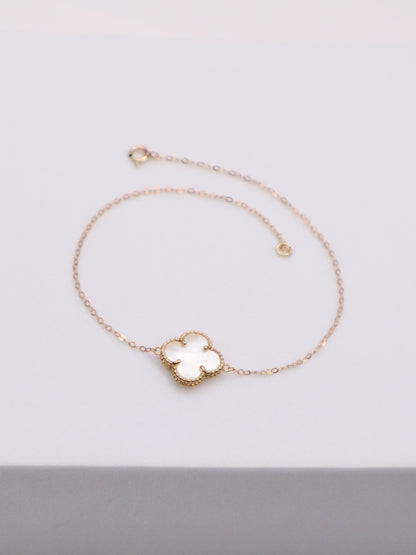 18k Gold White Clover Bracelet