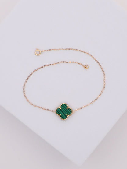 18k Gold Green Clover Bracelet