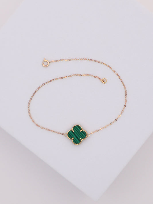 18k Gold Green Clover Bracelet