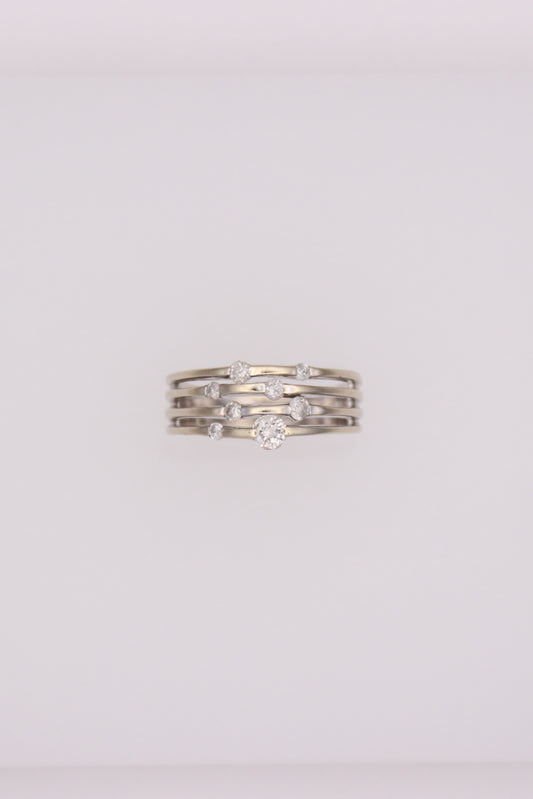 10K White Gold Diamond Layered Band