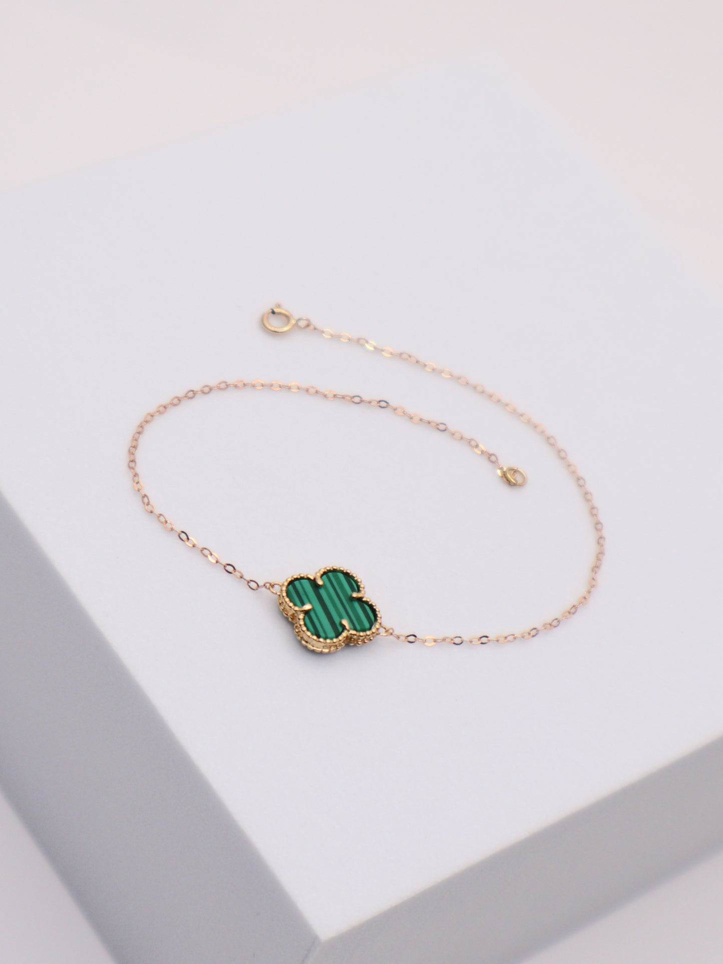 18k Gold Green Clover Bracelet