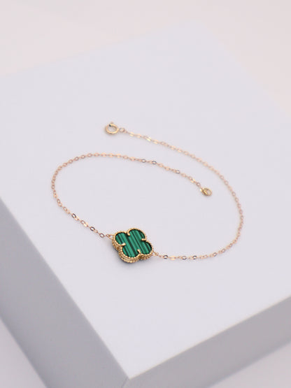 18k Gold Green Clover Bracelet