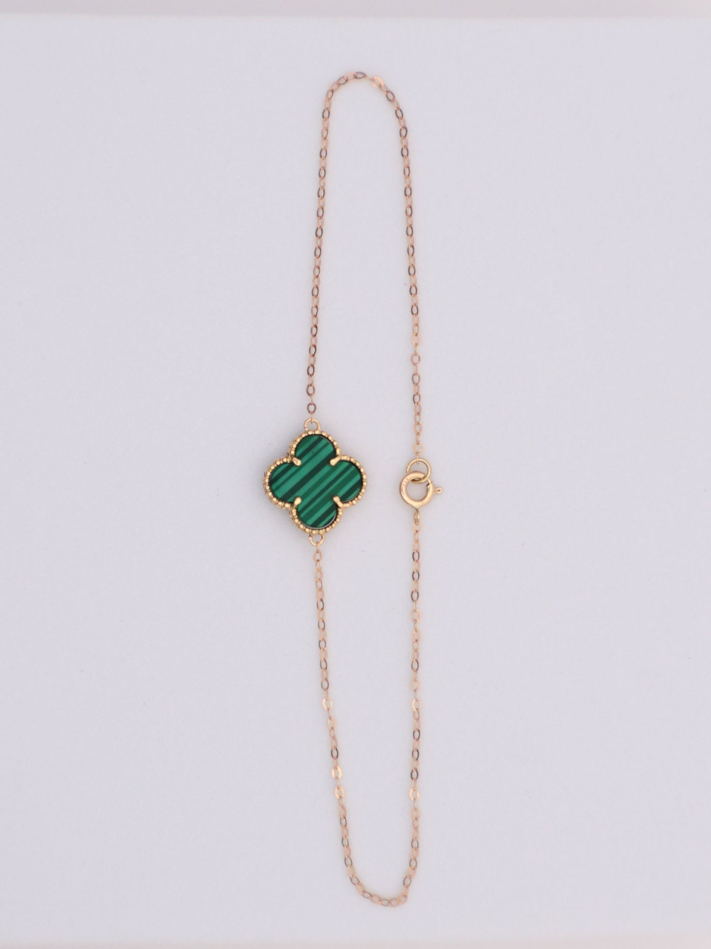 18k Gold Green Clover Bracelet