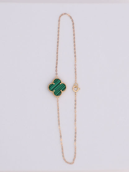 18k Gold Green Clover Bracelet