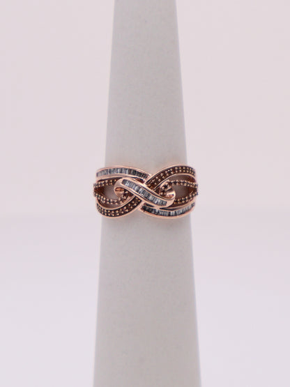 10k Rose Gold White & Chocolate Diamond Knot Ring
