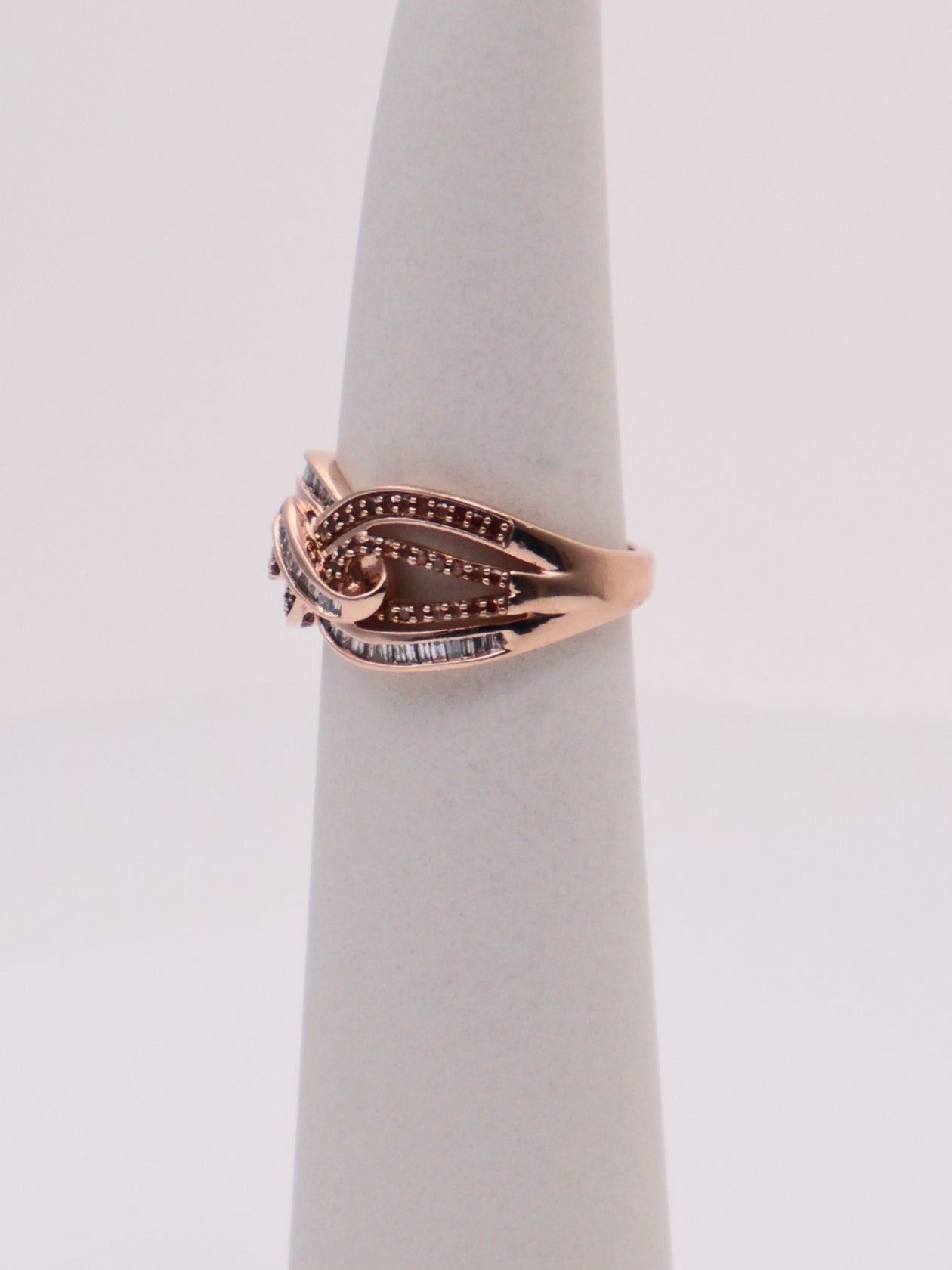 10k Rose Gold White & Chocolate Diamond Knot Ring