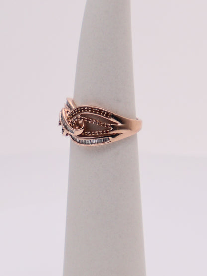 10k Rose Gold White & Chocolate Diamond Knot Ring