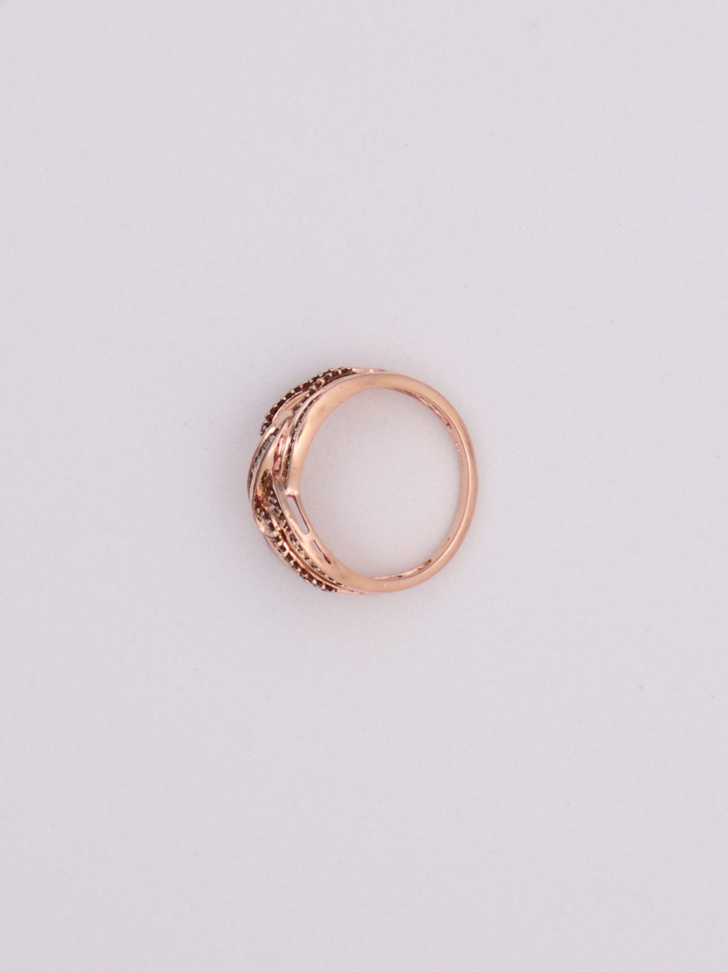 10k Rose Gold White & Chocolate Diamond Knot Ring