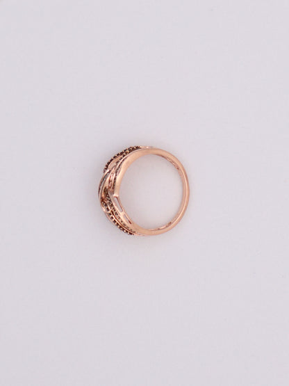 10k Rose Gold White & Chocolate Diamond Knot Ring