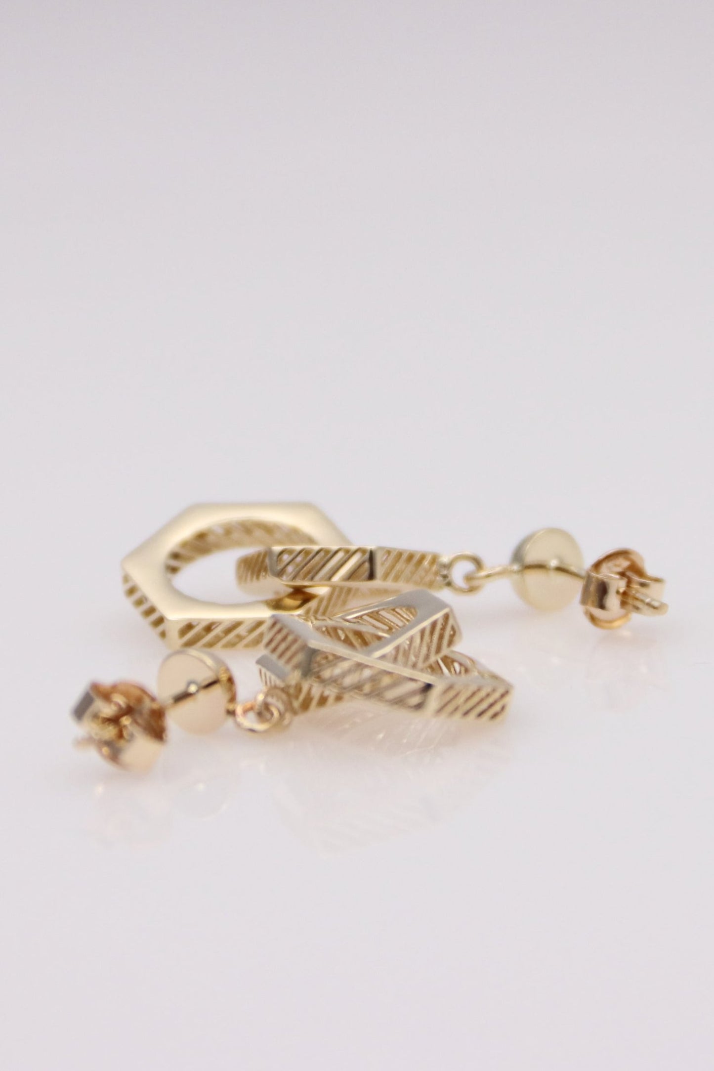 Double Hexagon Drop Earrings