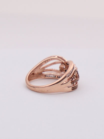 10k Rose Gold White & Chocolate Diamond Knot Ring