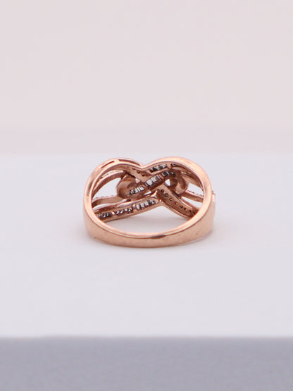 10k Rose Gold White & Chocolate Diamond Knot Ring