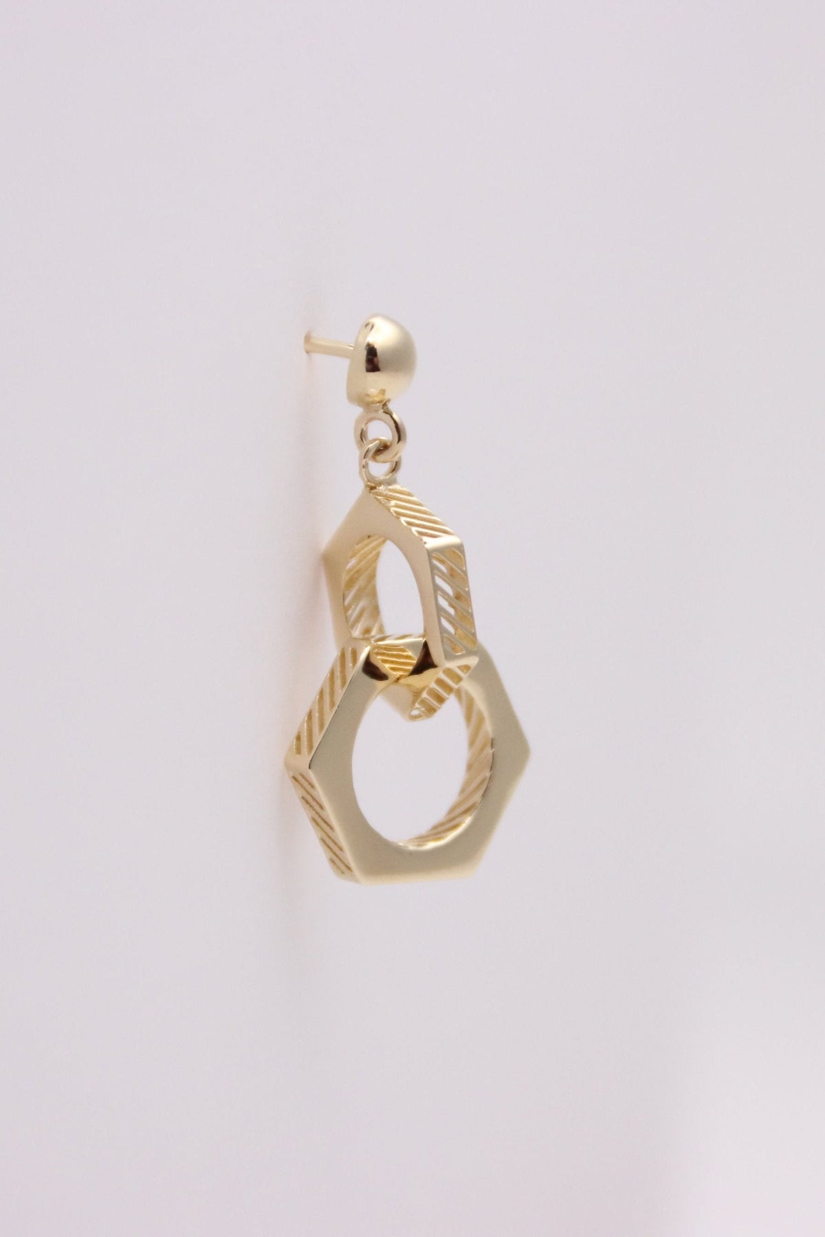 Double Hexagon Drop Earrings