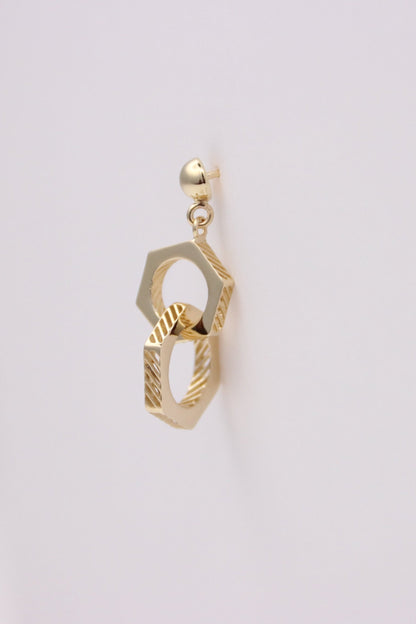 Double Hexagon Drop Earrings