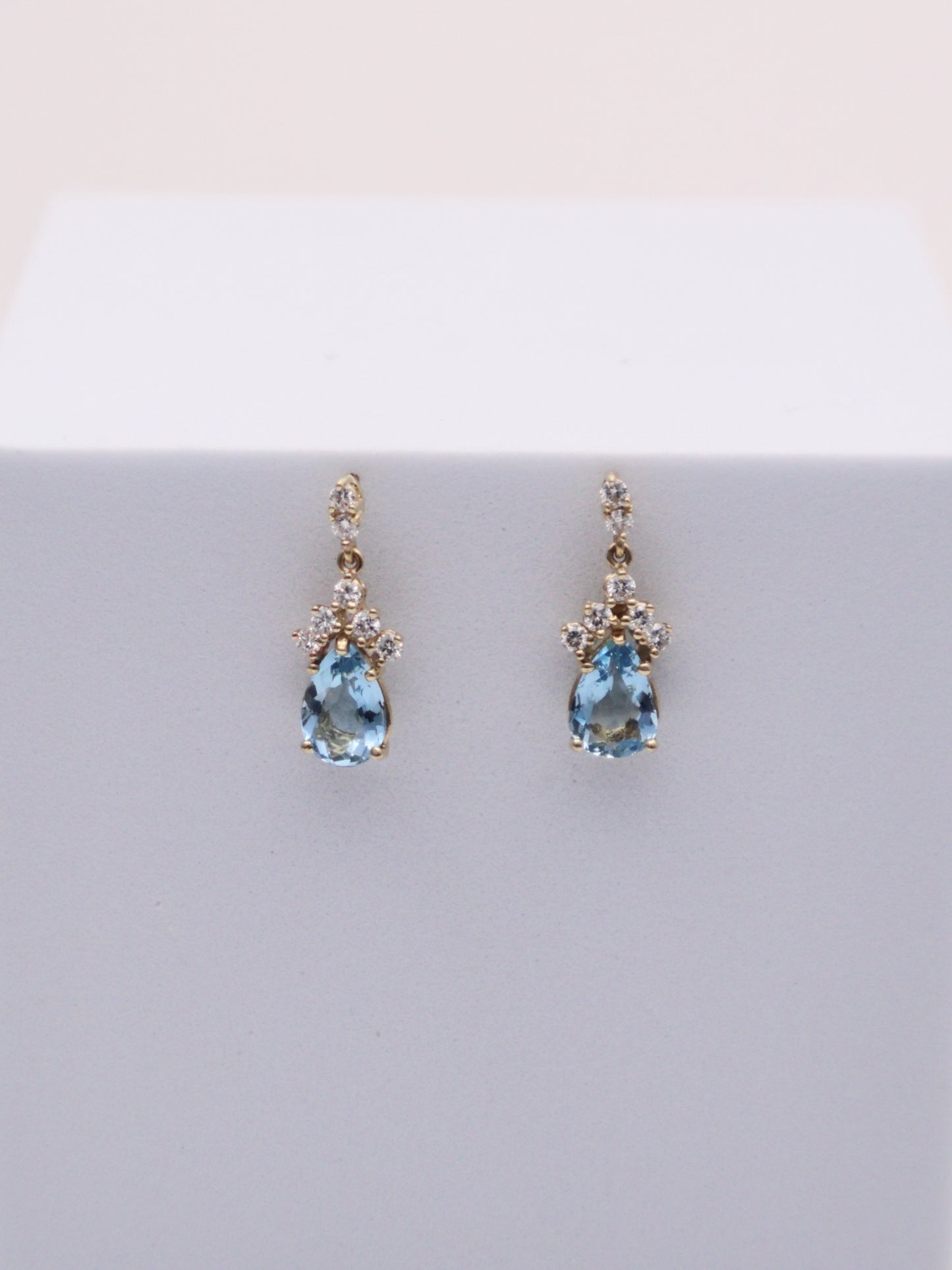 14k Gold Aquamarine & Diamond Earrings