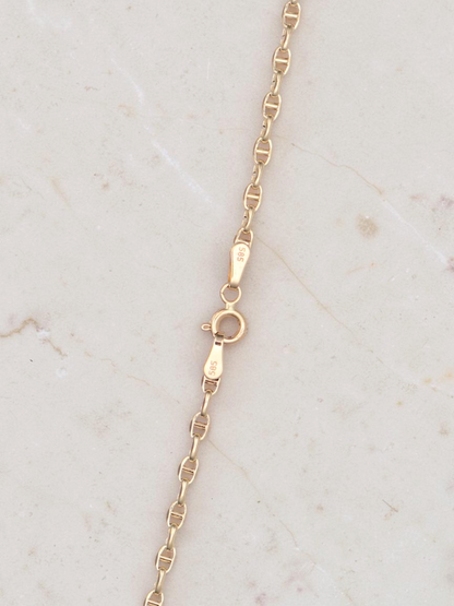 Zafrah 14k yellow gold 2.5mm mariners link chain necklace featuring a secure spring ring clasp