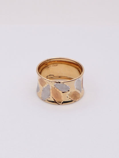 14k Two Tone Flower Band