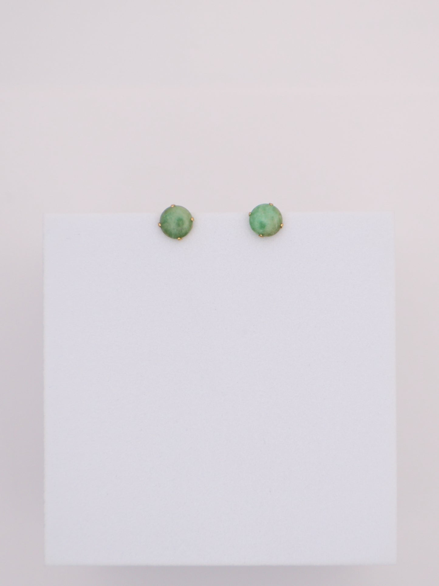 14k Gold Round Jade Studs