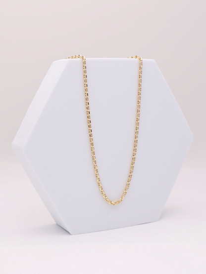 Zafrah 14k yellow gold 2.5mm mariners link chain necklace measuring 19.5 inches in length.