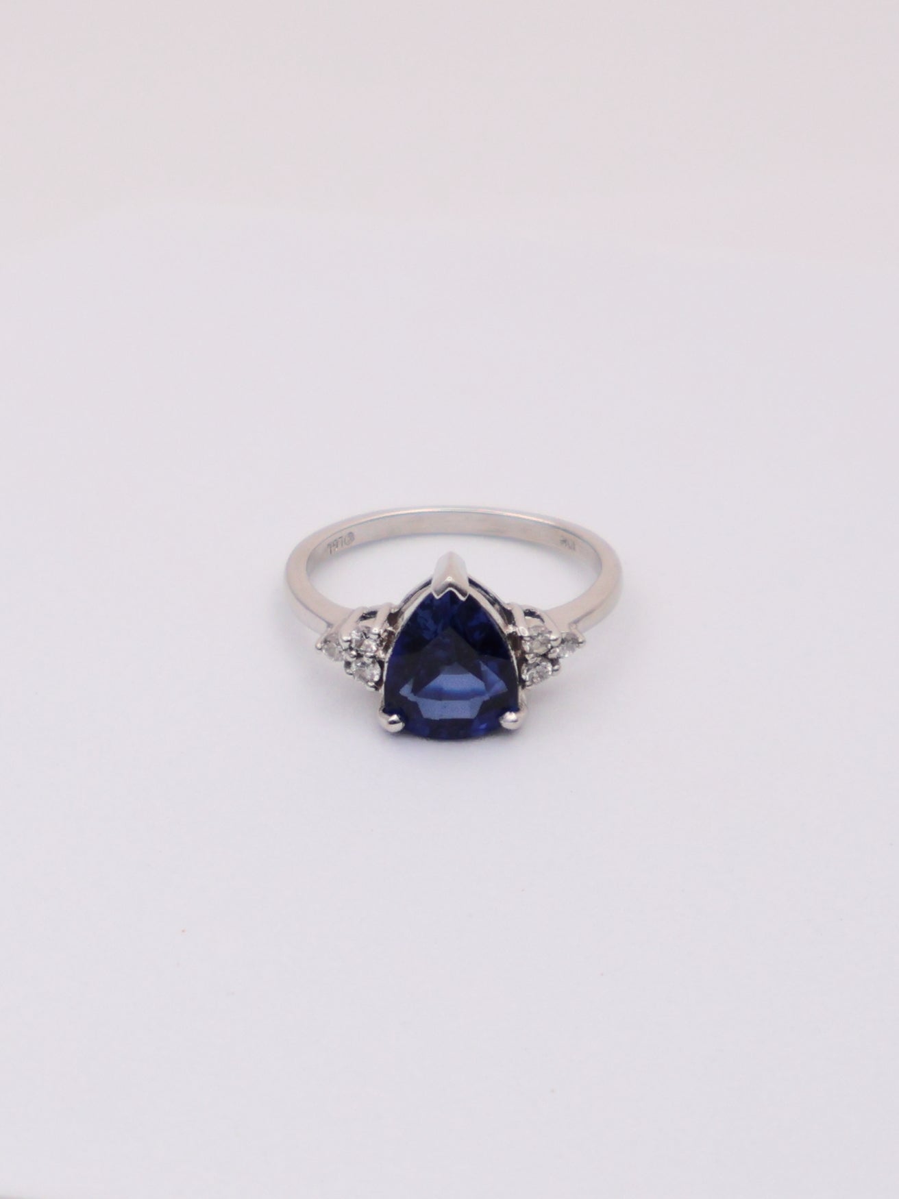10k White Gold Sapphire & Diamond Ring