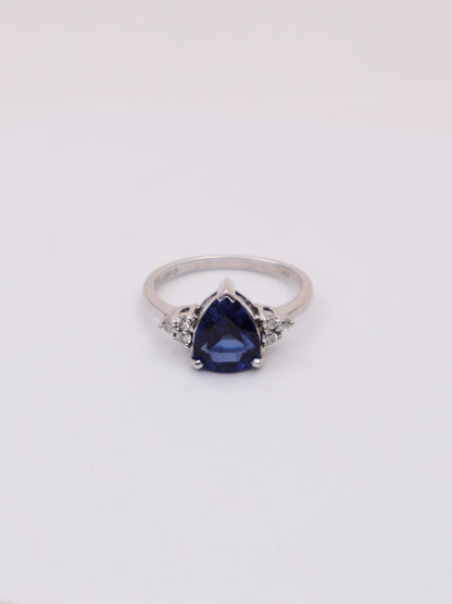 10k White Gold Sapphire & Diamond Ring