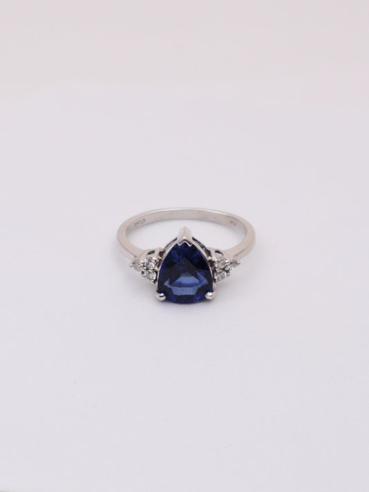 10k White Gold Sapphire & Diamond Ring