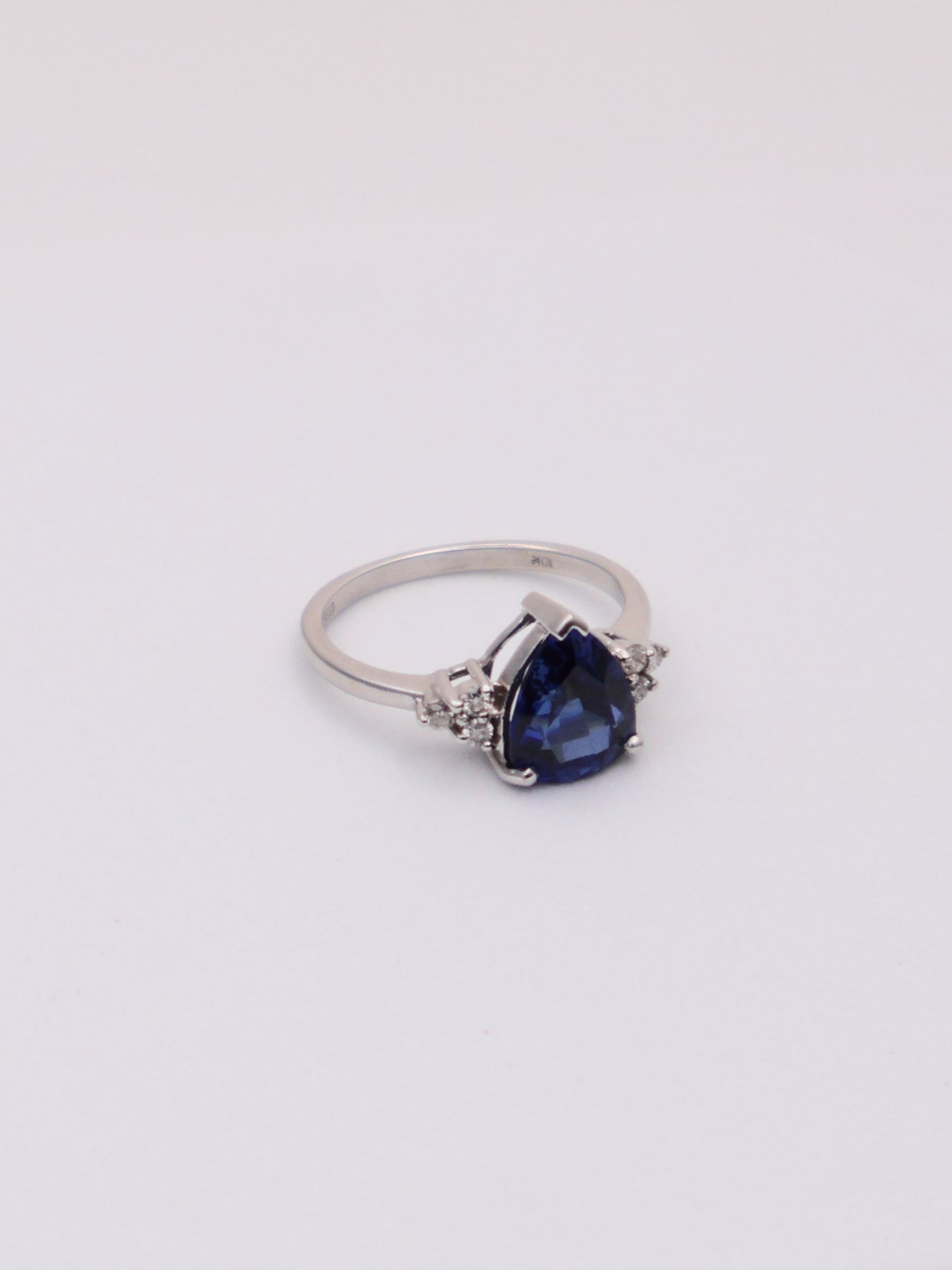10k White Gold Sapphire & Diamond Ring