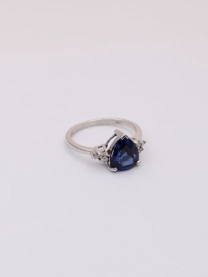 10k White Gold Sapphire & Diamond Ring