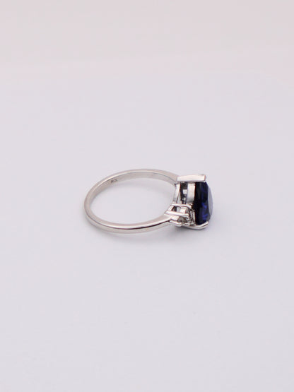 10k White Gold Sapphire & Diamond Ring