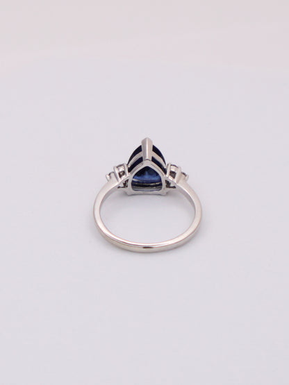 10k White Gold Sapphire & Diamond Ring