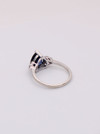 10k White Gold Sapphire & Diamond Ring