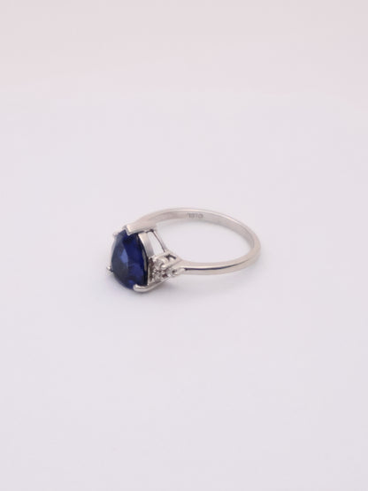 10k White Gold Sapphire & Diamond Ring