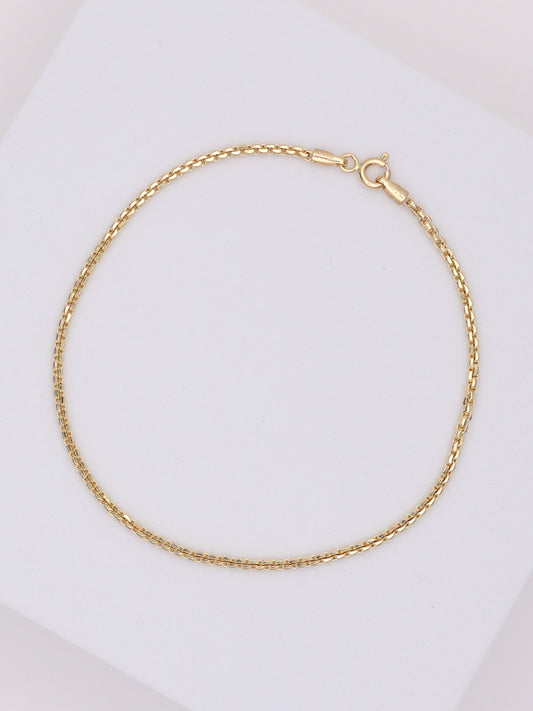 14k Gold Square Rolo Bracelet 8in
