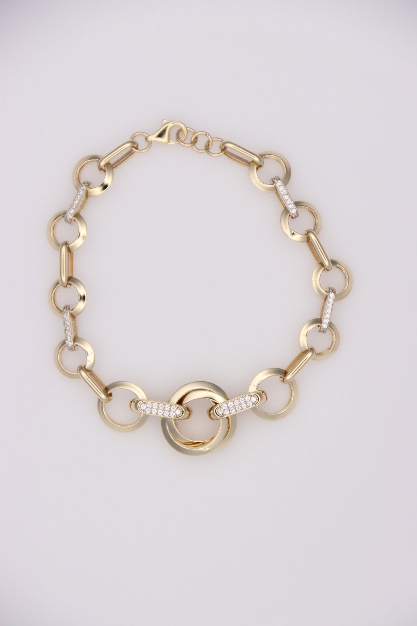 14k Gold Round and Oval Links Bracelet