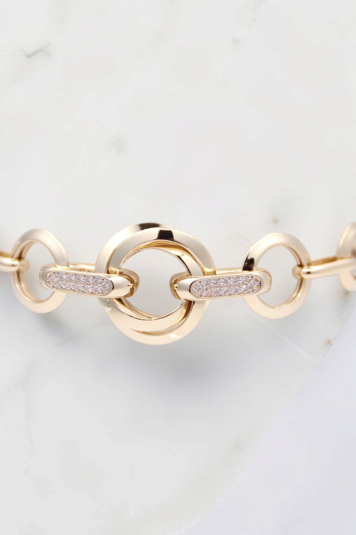 14k Gold Round and Oval Links Bracelet