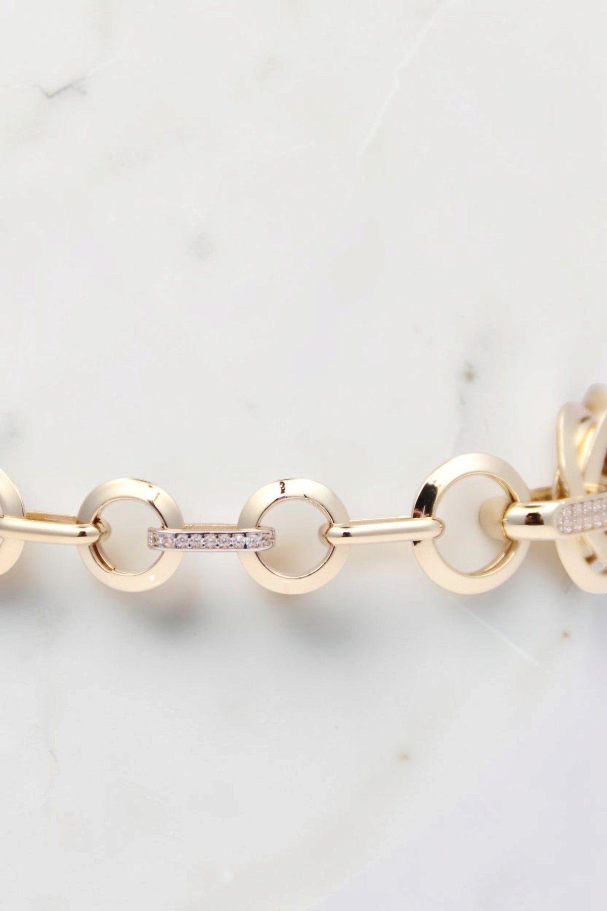 14k Gold Round and Oval Links Bracelet