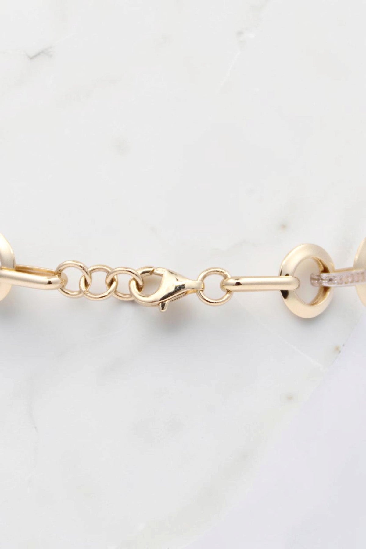 14k Gold Round and Oval Links Bracelet