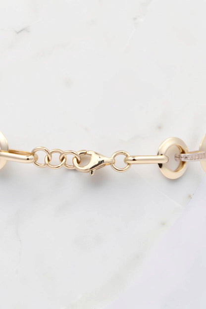14k Gold Round and Oval Links Bracelet