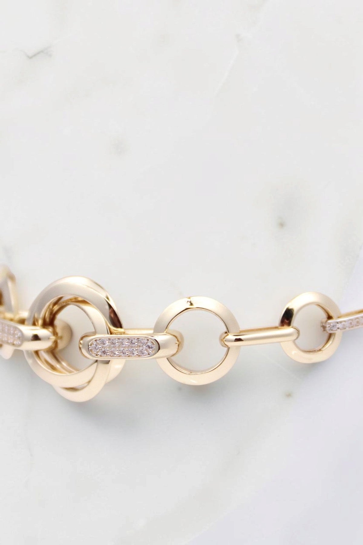 14k Gold Round and Oval Links Bracelet
