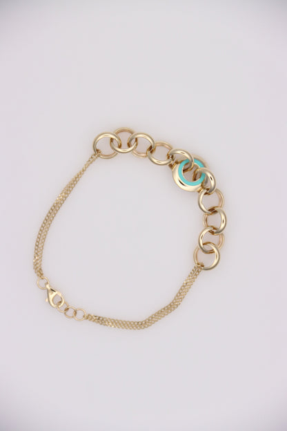 Double Curb Bracelet with Round Links