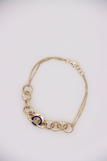 Double Curb Bracelet with Round Links