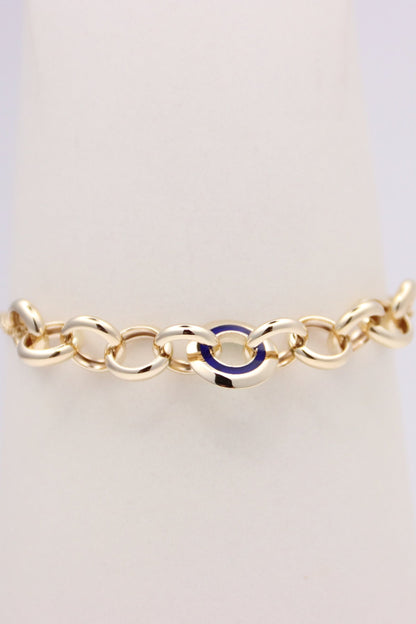 Double Curb Bracelet with Round Links