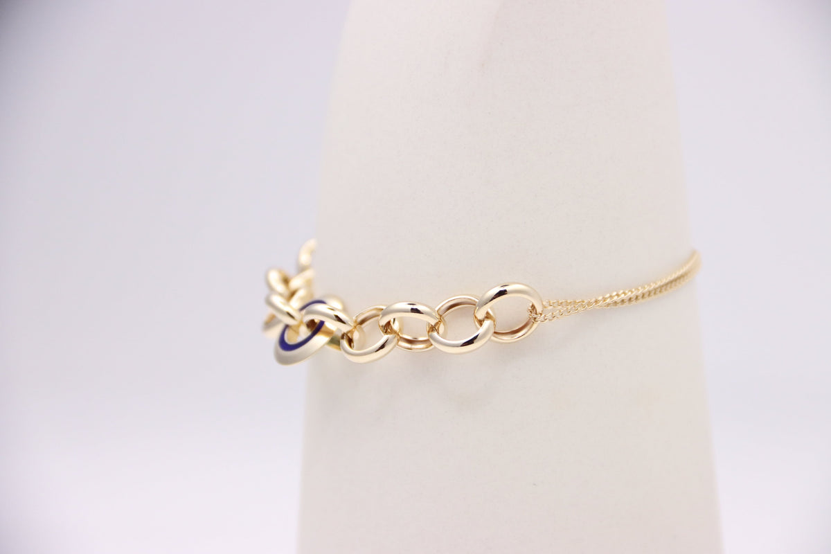Double Curb Bracelet with Round Links