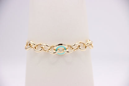 Double Curb Bracelet with Round Links