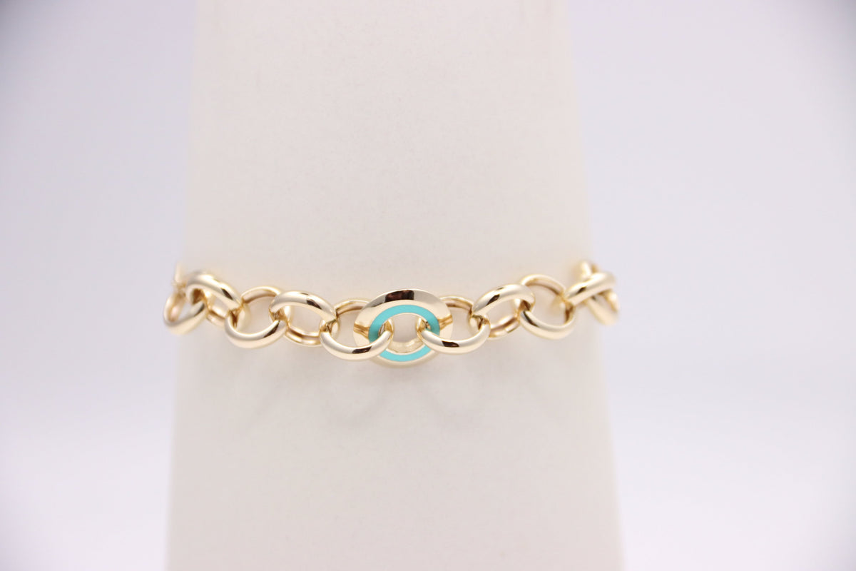 Double Curb Bracelet with Round Links