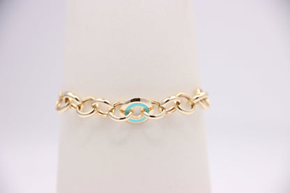 Double Curb Bracelet with Round Links