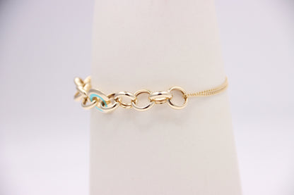 Double Curb Bracelet with Round Links