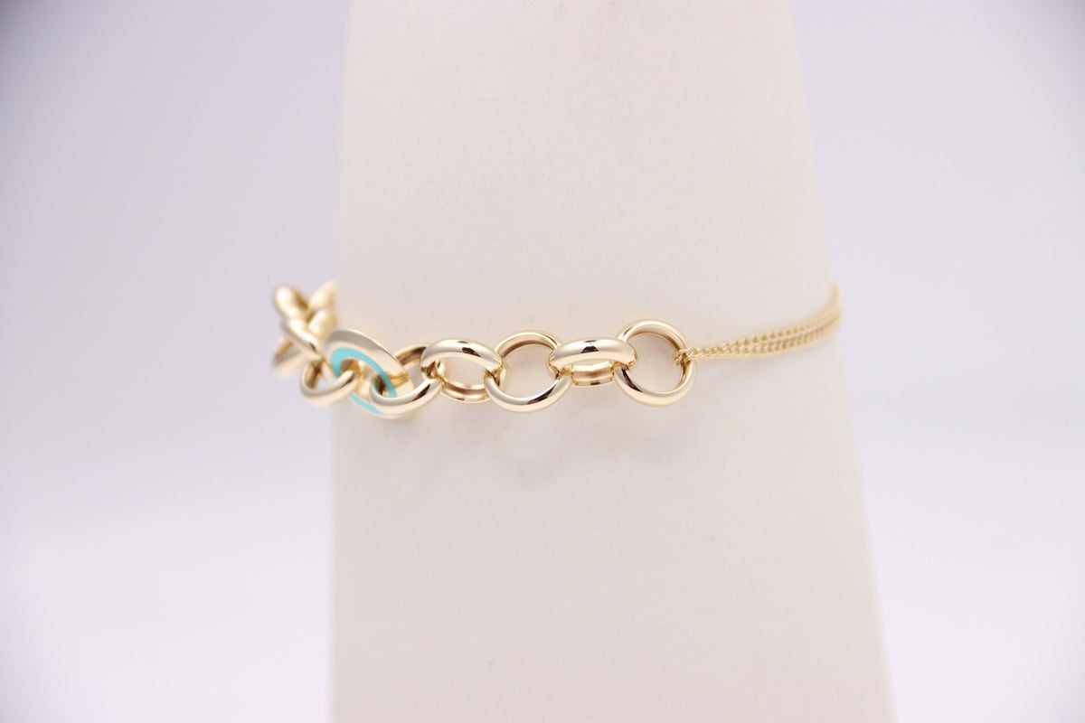 Double Curb Bracelet with Round Links