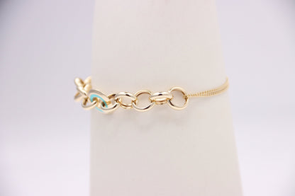 Double Curb Bracelet with Round Links